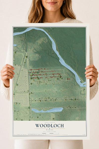 Map of Woodloch, Texas, 18 x 24 inch unframed archival matte print