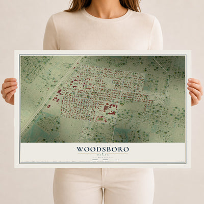 Map of Woodsboro, Texas, 12 x 18 inch unframed archival matte print