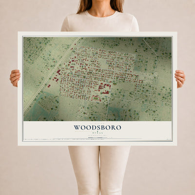 Map of Woodsboro, Texas, 24 x 36 inch unframed archival matte print