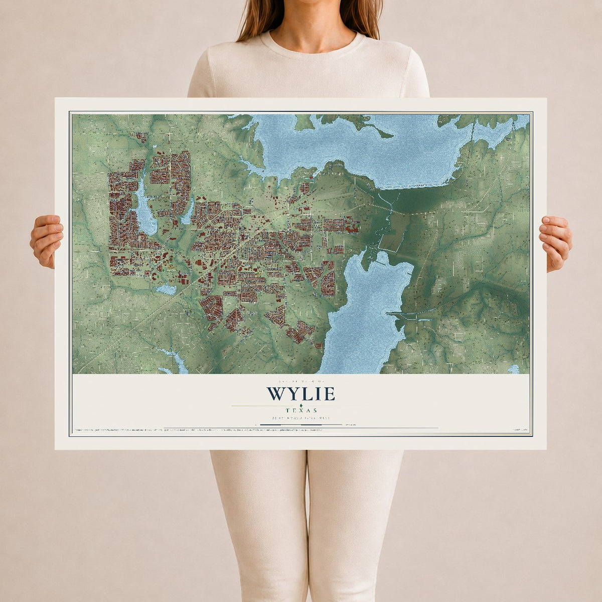 Map of Wylie, Texas, 24 x 36 inch unframed archival matte print