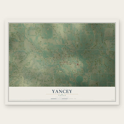 Yancey, Texas map print, the full design