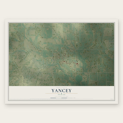 Yancey, Texas map print, the full design