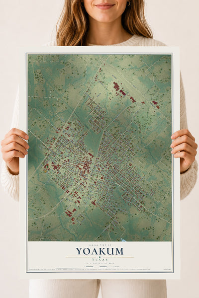Map of Yoakum, Texas, 18 x 24 inch unframed archival matte print