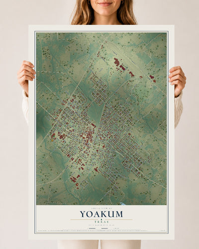 Map of Yoakum, Texas, 24 x 36 inch unframed archival matte print