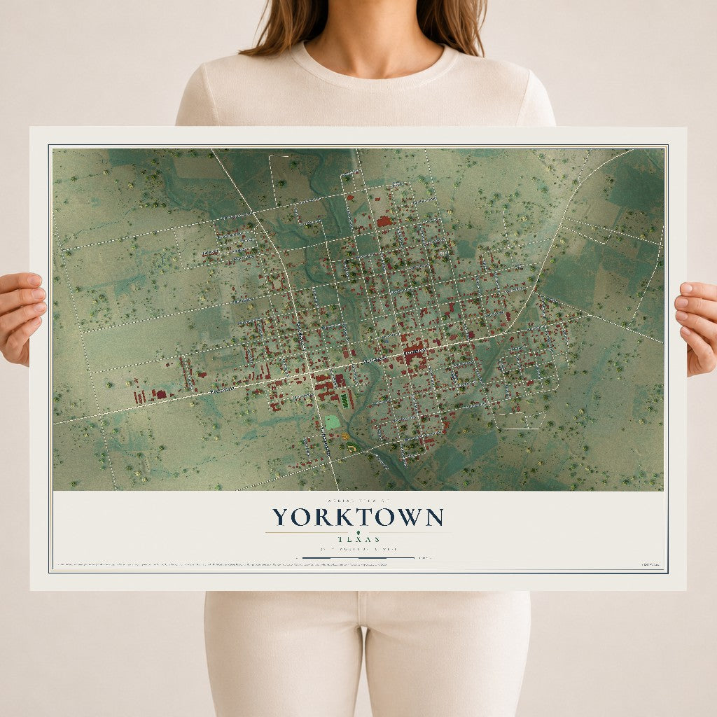 Map of Yorktown, Texas, 18 x 24 inch unframed archival matte print