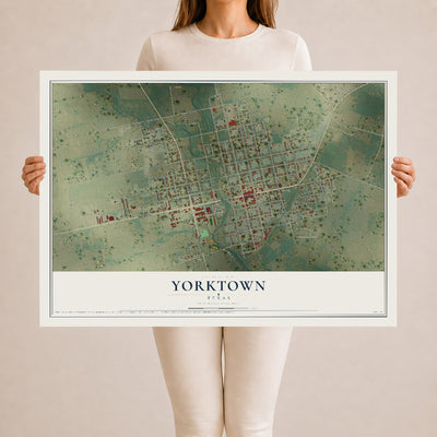 Map of Yorktown, Texas, 24 x 36 inch unframed archival matte print