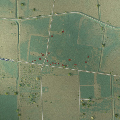 Close-up of the map of Yznaga, Texas print showing street and building detail