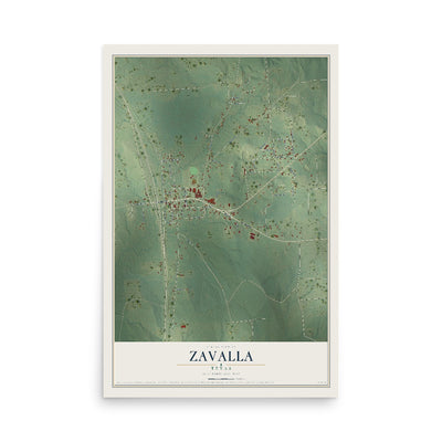 Map of Zavalla, Texas, 12 x 18 inch unframed archival matte print