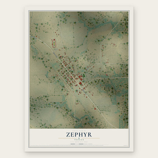Zephyr, Texas map print, the full design