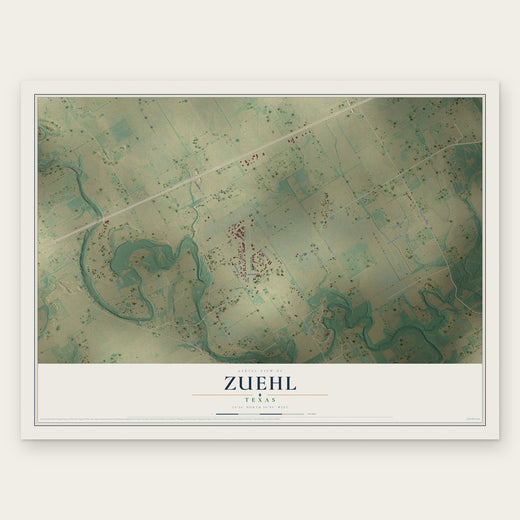 Zuehl, Texas map print, the full design