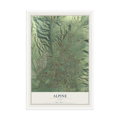 Map of Alpine, Utah, 12 x 18 inch print in a white wood frame