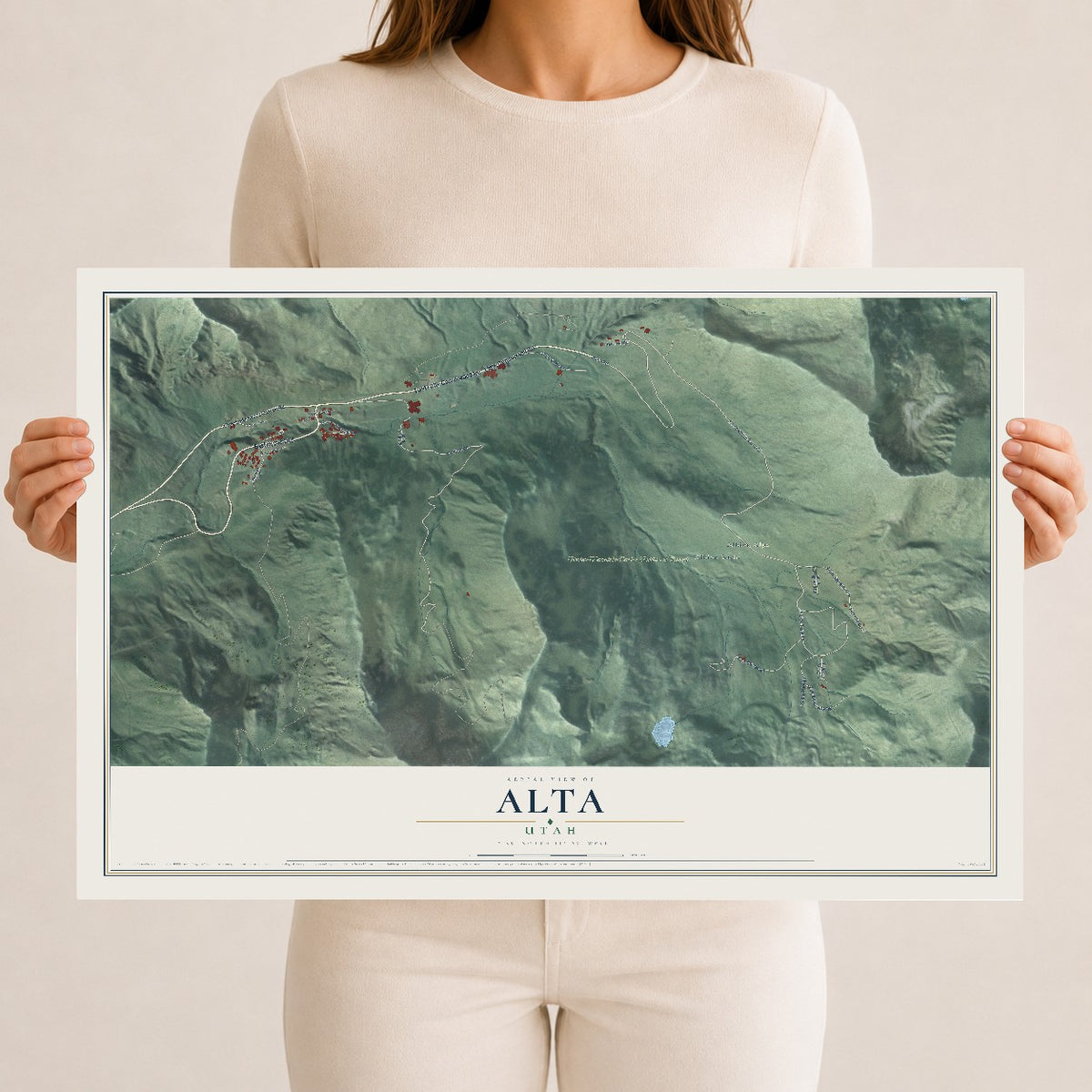 Map of Alta, Utah, 12 x 18 inch unframed archival matte print