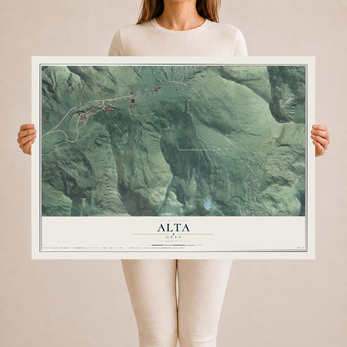 Map of Alta, Utah, 24 x 36 inch unframed archival matte print