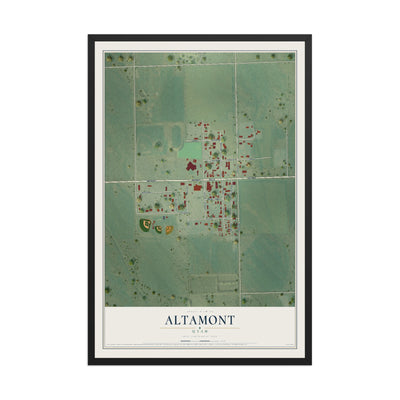 Map of Altamont, Utah, 12 x 18 inch print in a black wood frame