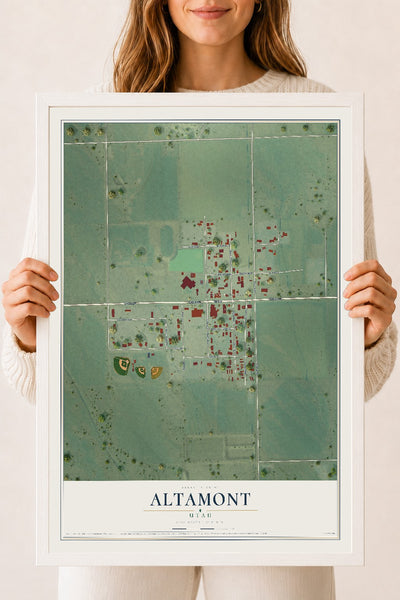 Map of Altamont, Utah, 18 x 24 inch print in a white wood frame