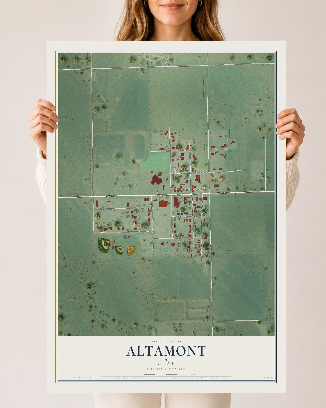 Map of Altamont, Utah, 24 x 36 inch unframed archival matte print
