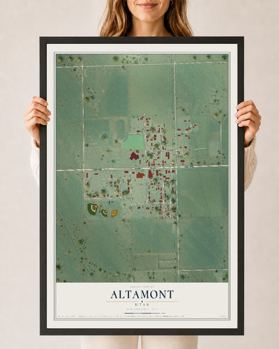 Map of Altamont, Utah, 24 x 36 inch print in a black wood frame