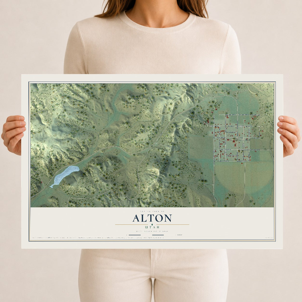 Map of Alton, Utah, 12 x 18 inch unframed archival matte print