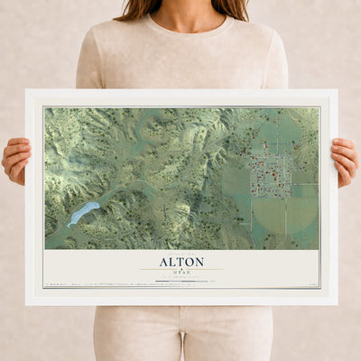 Map of Alton, Utah, 12 x 18 inch print in a white wood frame