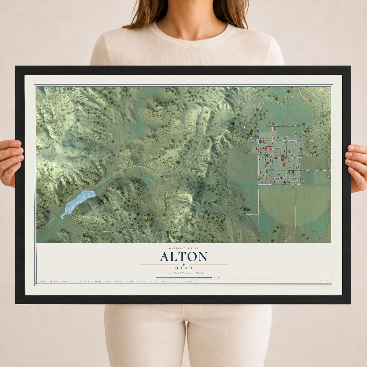 Map of Alton, Utah, 18 x 24 inch print in a black wood frame