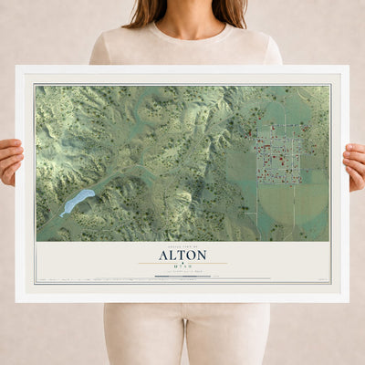 Map of Alton, Utah, 18 x 24 inch print in a white wood frame
