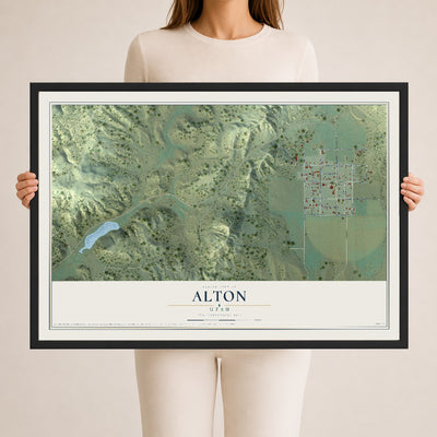 Map of Alton, Utah, 24 x 36 inch print in a black wood frame