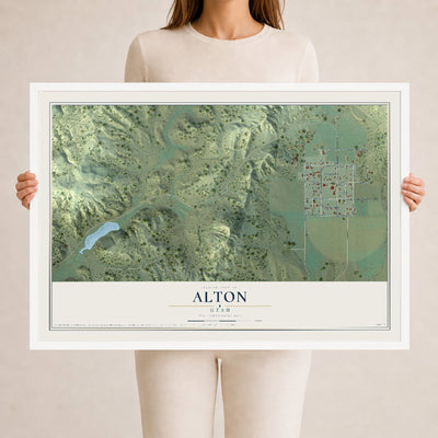 Map of Alton, Utah, 24 x 36 inch print in a white wood frame
