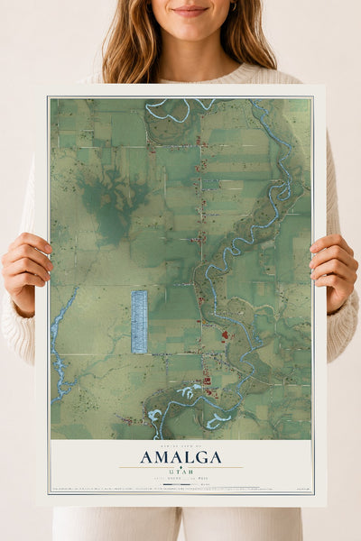 Map of Amalga, Utah, 18 x 24 inch unframed archival matte print