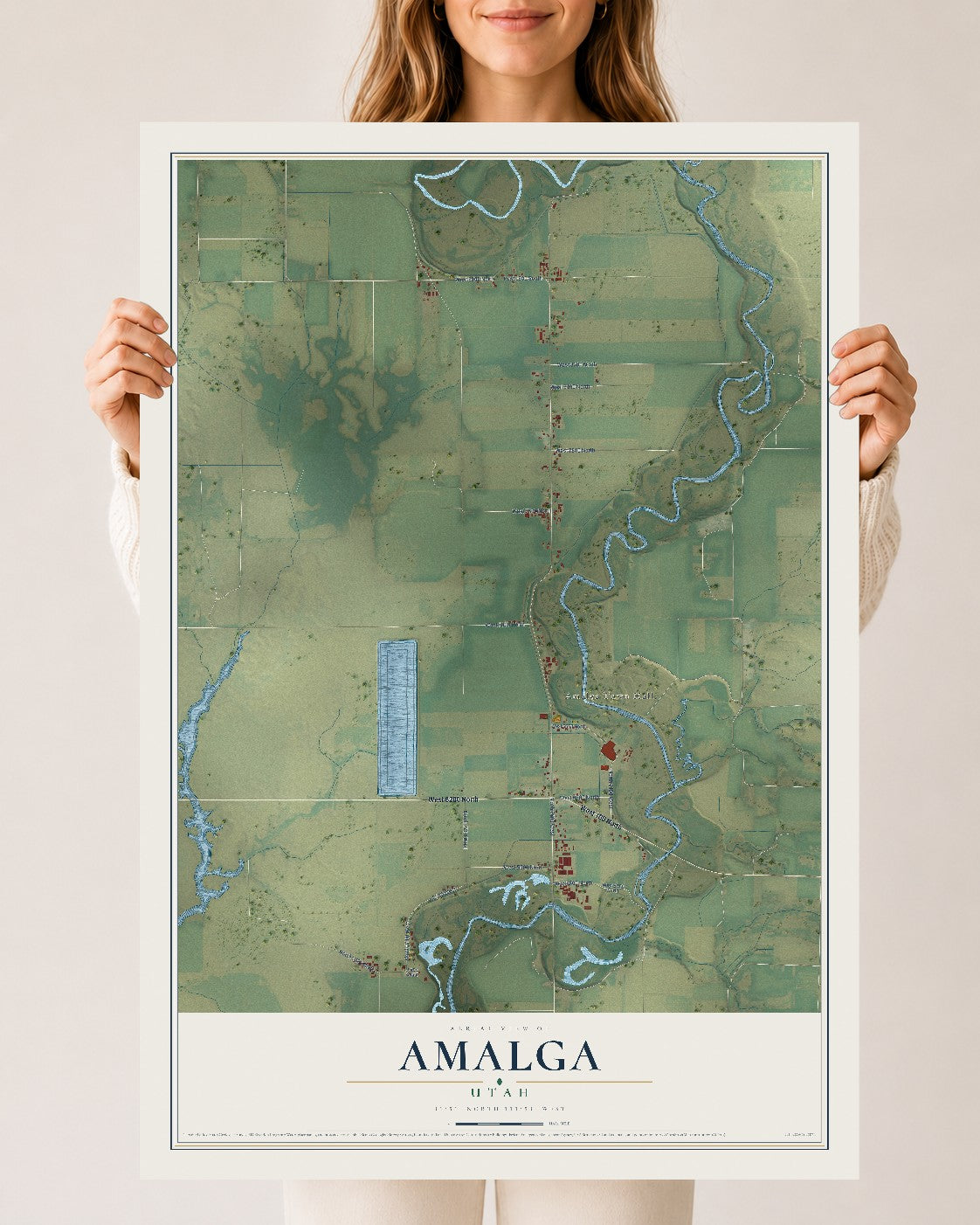 Map of Amalga, Utah, 24 x 36 inch unframed archival matte print