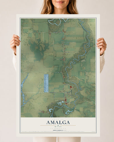Map of Amalga, Utah, 24 x 36 inch unframed archival matte print