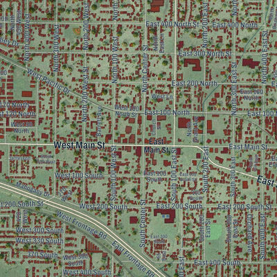 Close-up of the map of American Fork, Utah print showing street and building detail