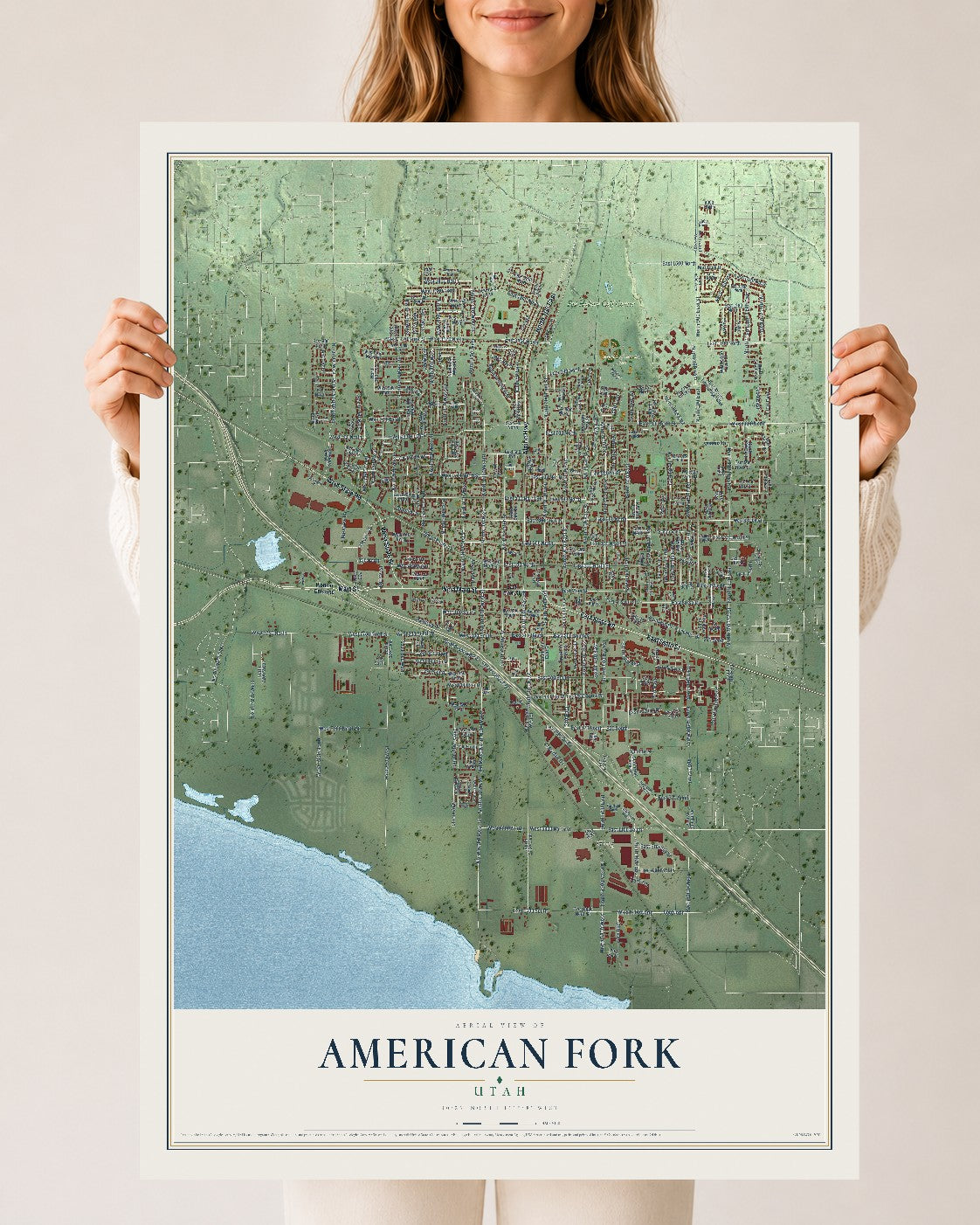 Map of American Fork, Utah, 24 x 36 inch unframed archival matte print
