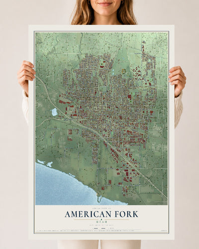 Map of American Fork, Utah, 24 x 36 inch unframed archival matte print