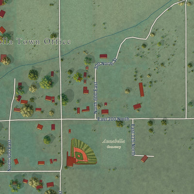 Second close-up of the map of Annabella, Utah print showing more streets and buildings
