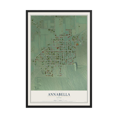 Map of Annabella, Utah, 12 x 18 inch print in a black wood frame