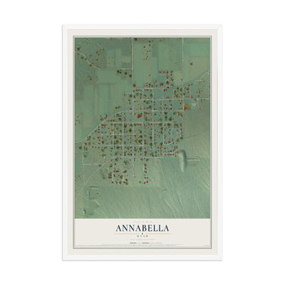 Map of Annabella, Utah, 12 x 18 inch print in a white wood frame