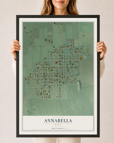 Map of Annabella, Utah, 24 x 36 inch print in a black wood frame