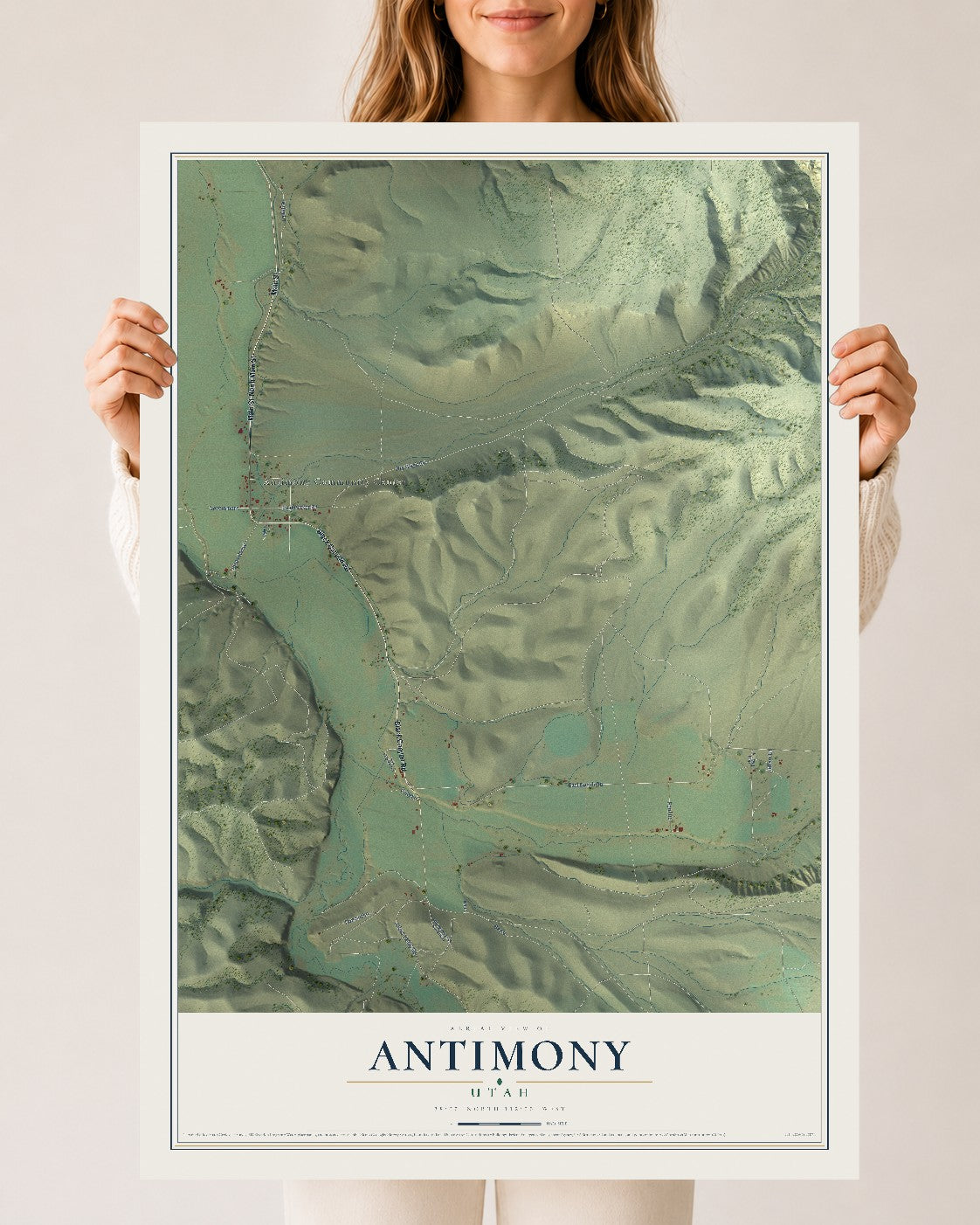 Map of Antimony, Utah, 24 x 36 inch unframed archival matte print