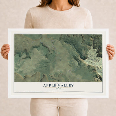 Map of Apple Valley, Utah, 12 x 18 inch print in a white wood frame