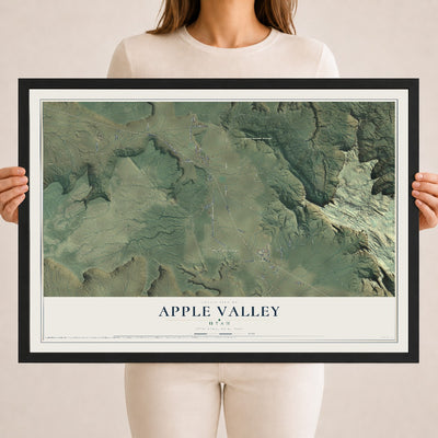 Map of Apple Valley, Utah, 18 x 24 inch print in a black wood frame