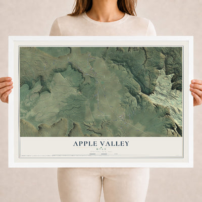 Map of Apple Valley, Utah, 18 x 24 inch print in a white wood frame