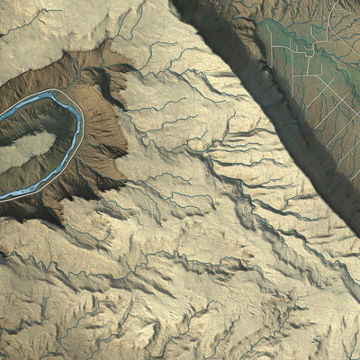 Close-up of the map of Arches National Park, Utah print showing street and building detail