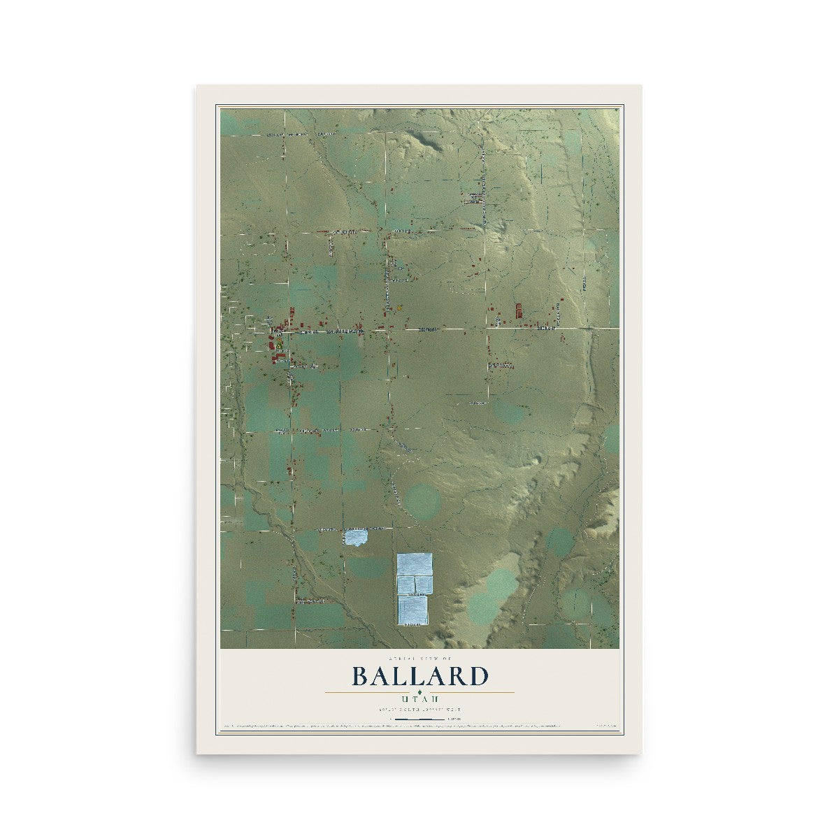 Map of Ballard, Utah, 12 x 18 inch unframed archival matte print