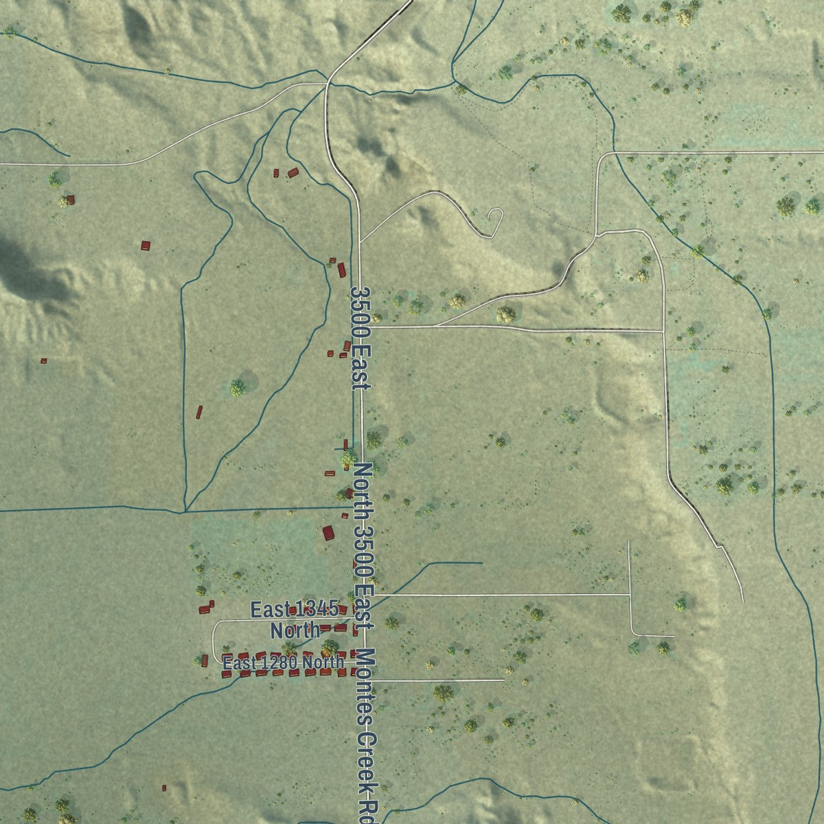 Close-up of the map of Ballard, Utah print showing street and building detail