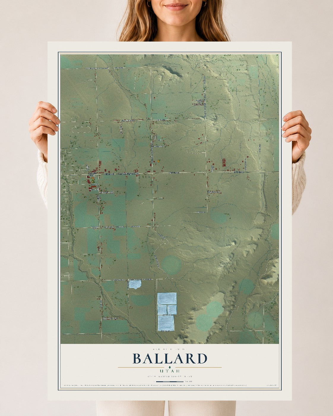 Map of Ballard, Utah, 24 x 36 inch unframed archival matte print