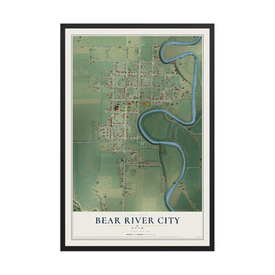 Map of Bear River City, Utah, 12 x 18 inch print in a black wood frame