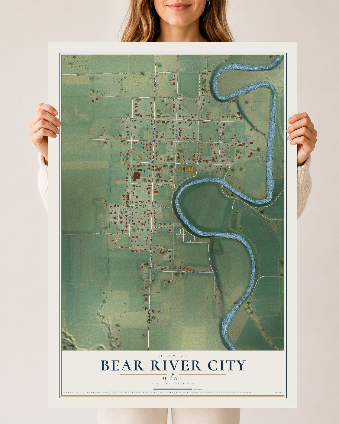 Map of Bear River City, Utah, 24 x 36 inch unframed archival matte print