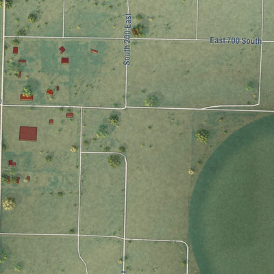 Close-up of the map of Beryl Junction, Utah print showing street and building detail