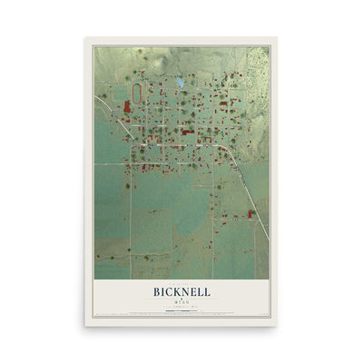 Map of Bicknell, Utah, 12 x 18 inch unframed archival matte print