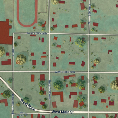 Second close-up of the map of Bicknell, Utah print showing more streets and buildings